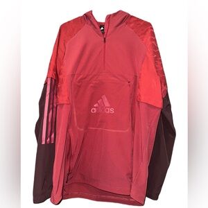 ADIDAS QUARTER-ZIP WINDBREAKER. SIZE LARGE. MAROON. EXCELLENT CONDITION.